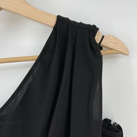 L'Academie by Marianna | NWT Morgane Gown Black Asymmetric One Shoulder Maxi L - Picture 6 of 16